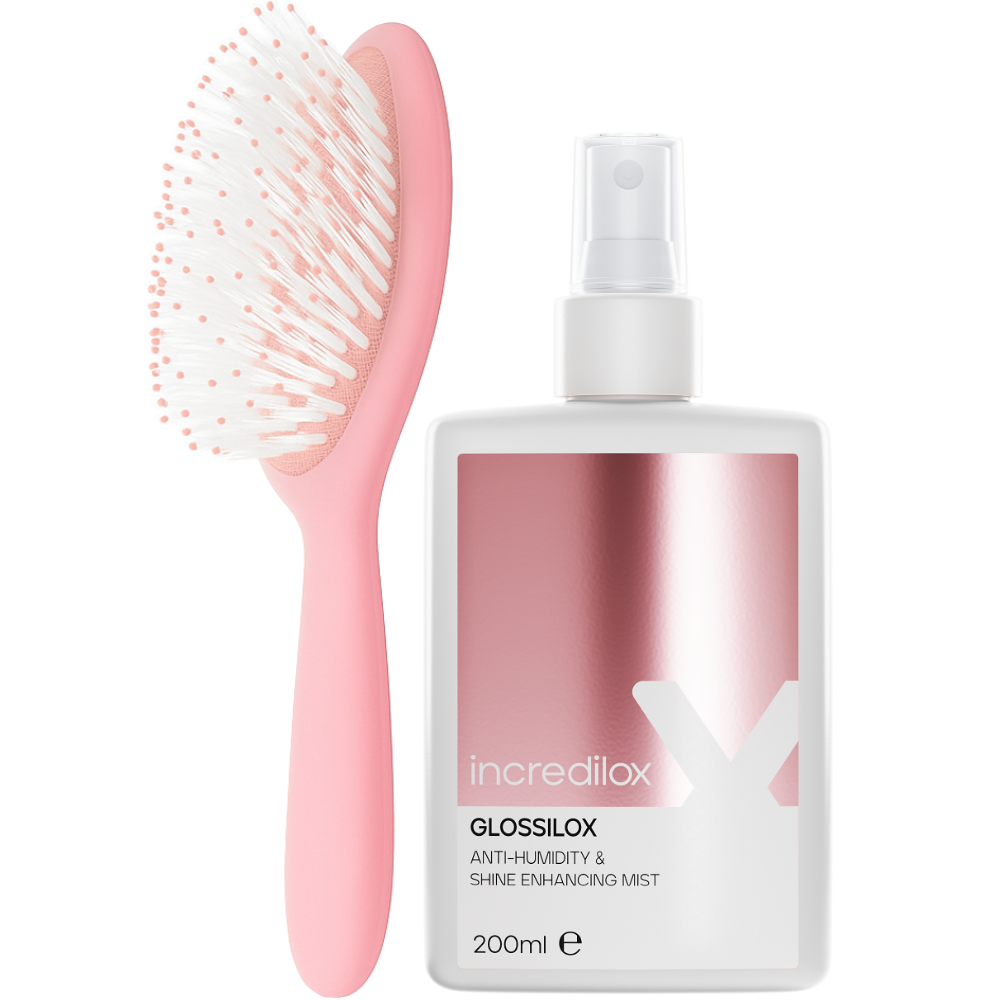 Incredilox Glossilox Anti-Humidity & Shine Enhancing Mist 200ml & Detangling Brush Twin