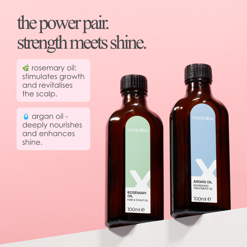 Incredilox Hair & Scalp Rosemary Oil 100ml & Nourishing Argan Treatment Oil 100ml Twin