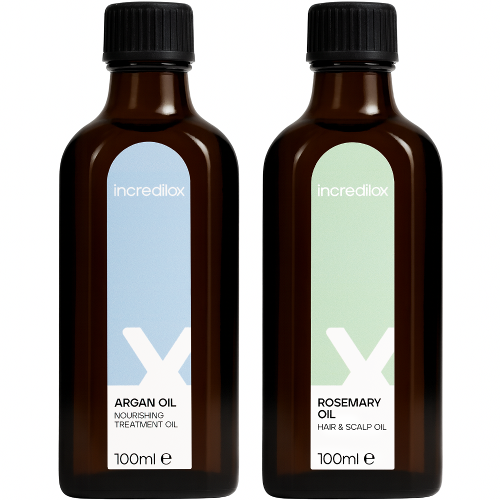 Incredilox Hair & Scalp Rosemary Oil 100ml & Nourishing Argan Treatment Oil 100ml Twin