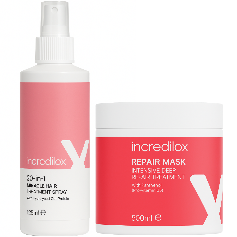 Incredilox 20-In-1 Miracle Hair Treatment Spray 125ml & Intensive Deep Repair Treatment Mask 500ml Twin